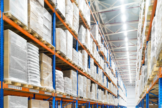 Interior of a large distribution warehouse