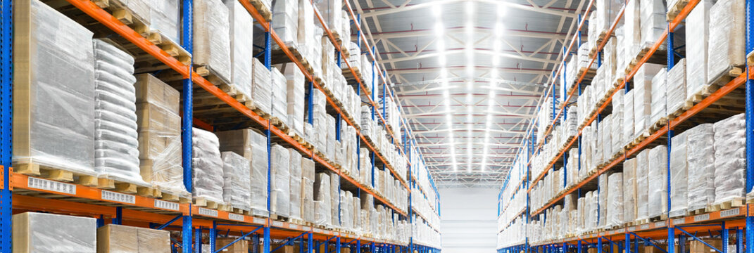 Interior of a large distribution warehouse