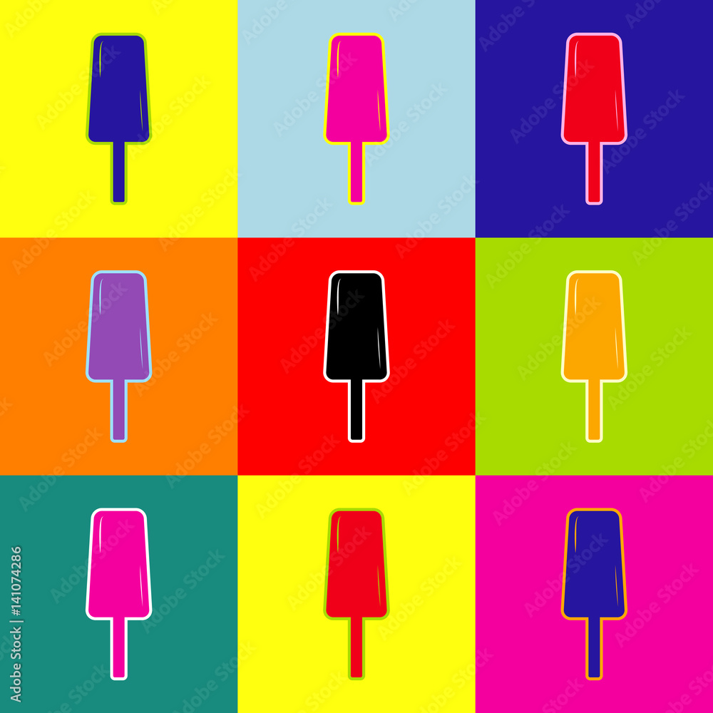 Poster ice cream sign. vector. pop-art style colorful icons set with 3 colors.