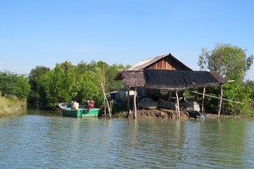 small traditional wooden house at the sea, Thailand