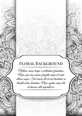 Vector  Mohochrome Floral Template with Place for Text