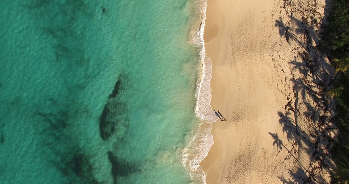 Top View of a Couple Shadow in Paradise Beach, Bahamas