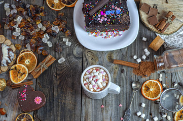 Chocolate in a cup with marshmallow
