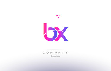 bx b x  pink modern creative alphabet letter logo icon template