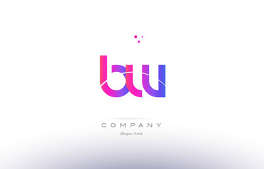 bw b w  pink modern creative alphabet letter logo icon template
