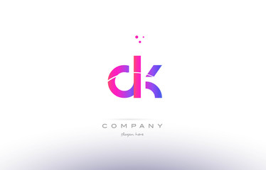 dk d k  pink modern creative alphabet letter logo icon template