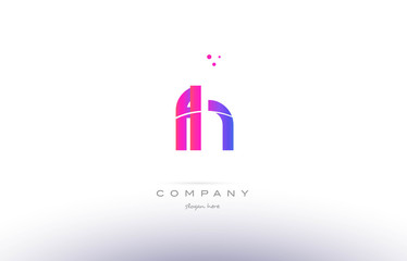 fh f h  pink modern creative alphabet letter logo icon template