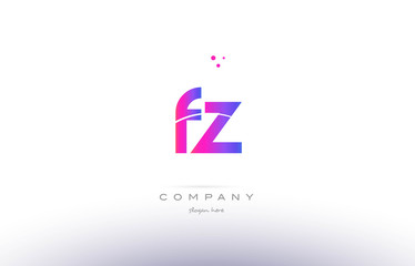 fz f z  pink modern creative alphabet letter logo icon template