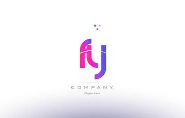 fy f y  pink modern creative alphabet letter logo icon template
