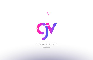 gv g v  pink modern creative alphabet letter logo icon template
