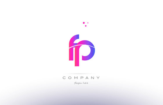 fp f p  pink modern creative alphabet letter logo icon template