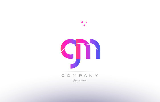 Gm G M  Pink Modern Creative Alphabet Letter Logo Icon Template