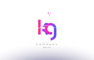 kg k g  pink modern creative alphabet letter logo icon template