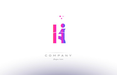 ki k i  pink modern creative alphabet letter logo icon template