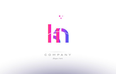 Obraz premium kn k n pink modern creative alphabet letter logo icon template