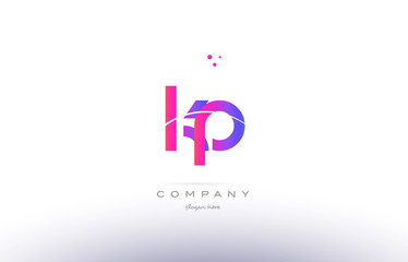 kp k p  pink modern creative alphabet letter logo icon template