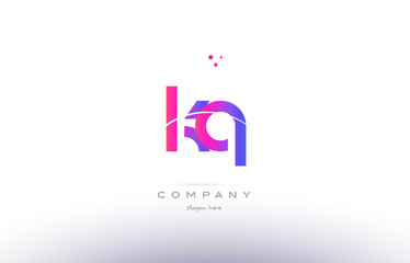 kq k q  pink modern creative alphabet letter logo icon template