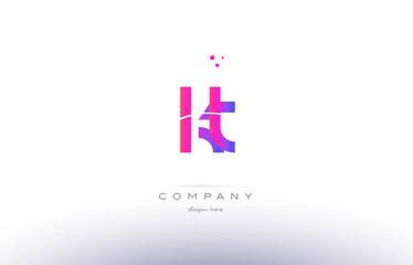 Obraz premium kt k t pink modern creative alphabet letter logo icon template