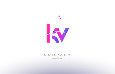 kv k v  pink modern creative alphabet letter logo icon template