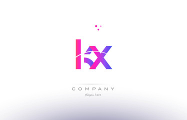 kx k x  pink modern creative alphabet letter logo icon template