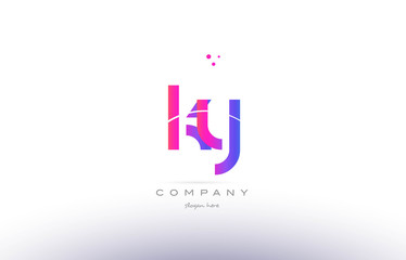 ky k y  pink modern creative alphabet letter logo icon template