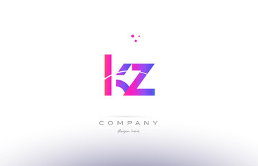 kz k z  pink modern creative alphabet letter logo icon template