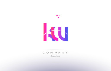 kw k w  pink modern creative alphabet letter logo icon template