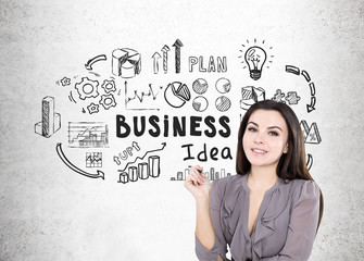 Woman in gray and business idea