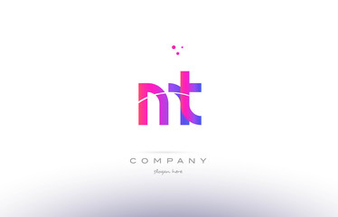 mt m t  pink modern creative alphabet letter logo icon template