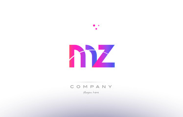 mz m z  pink modern creative alphabet letter logo icon template