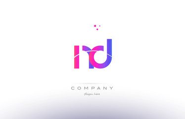 nd n d  pink modern creative alphabet letter logo icon template