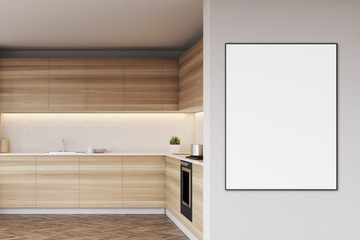 Poster in a wooden kitchen