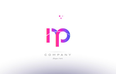 np n p  pink modern creative alphabet letter logo icon template