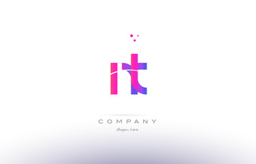 nt n t  pink modern creative alphabet letter logo icon template