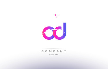 od o d  pink modern creative alphabet letter logo icon template