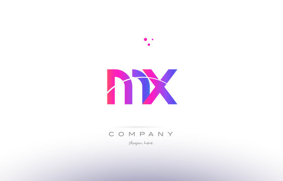 mx m x  pink modern creative alphabet letter logo icon template