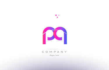 pq p q  pink modern creative alphabet letter logo icon template