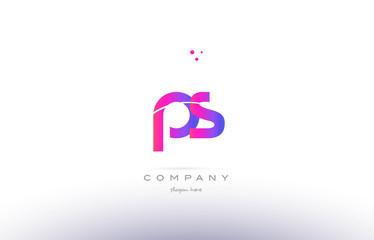 ps p s  pink modern creative alphabet letter logo icon template - obrazy, fototapety, plakaty