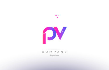 pv p v  pink modern creative alphabet letter logo icon template