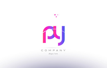py p y  pink modern creative alphabet letter logo icon template