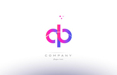 qb q b  pink modern creative alphabet letter logo icon template