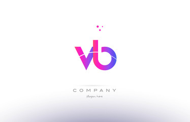 vb v b  pink modern creative alphabet letter logo icon template