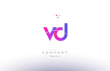 vd v d  pink modern creative alphabet letter logo icon template
