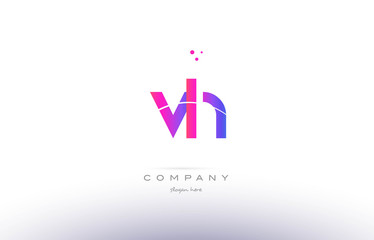 vh v h  pink modern creative alphabet letter logo icon template
