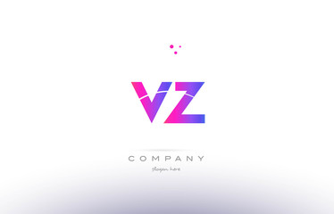 vz v z  pink modern creative alphabet letter logo icon template