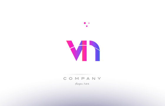 vn v n  pink modern creative alphabet letter logo icon template
