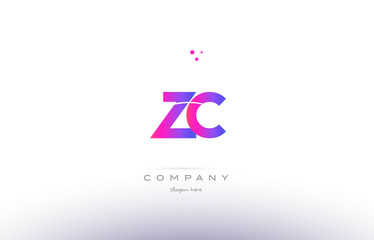 Obraz premium zc z c pink modern creative alphabet letter logo icon template
