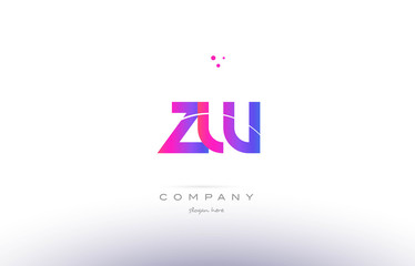 zw z w  pink modern creative alphabet letter logo icon template