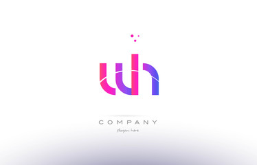 wh w h  pink modern creative alphabet letter logo icon template