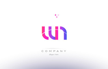 wn w n  pink modern creative alphabet letter logo icon template